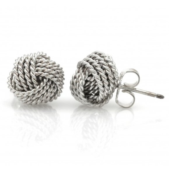 Tiffany Twist 925 Sterling Silver Rope Knot Stud Earrings - Picture 1 of 3